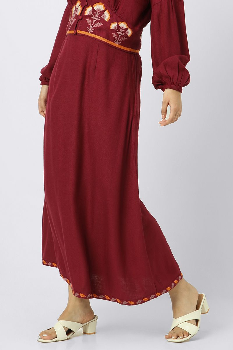 longline women skirt with embroidery