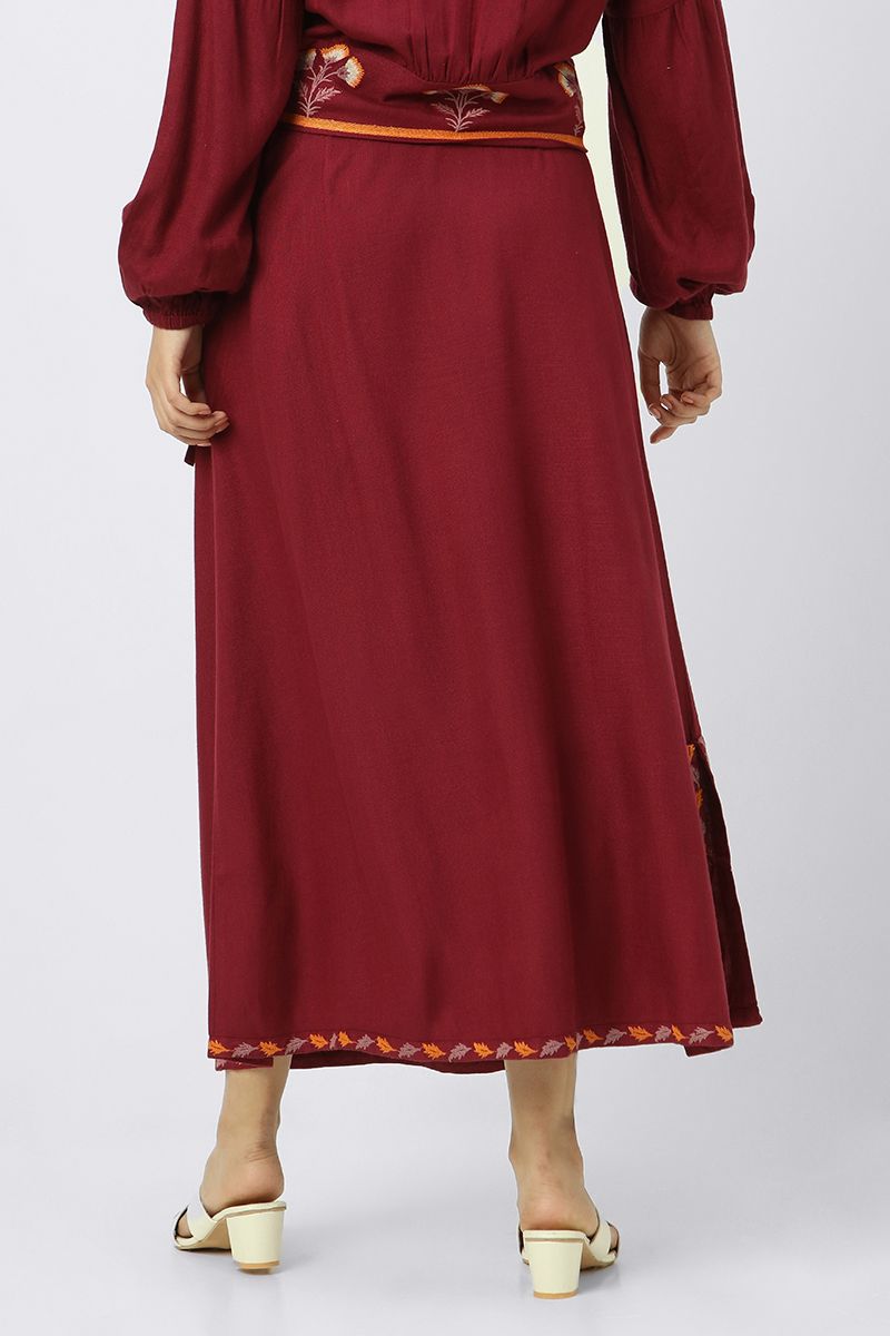 longline women skirt with embroidery