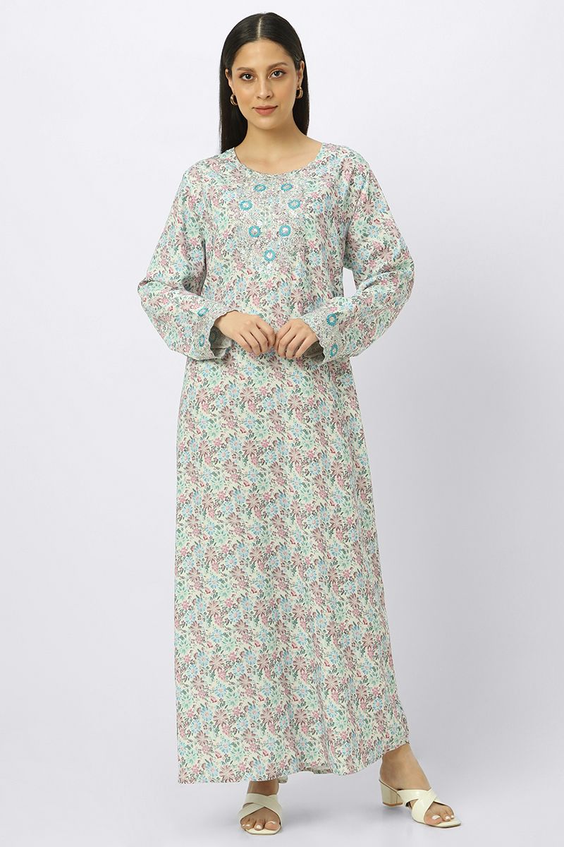 printed women mkhawer dress with embroidery