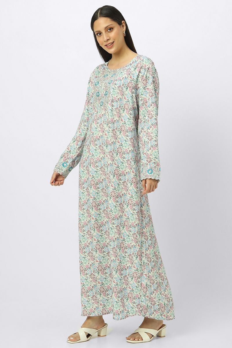 printed women mkhawer dress with embroidery