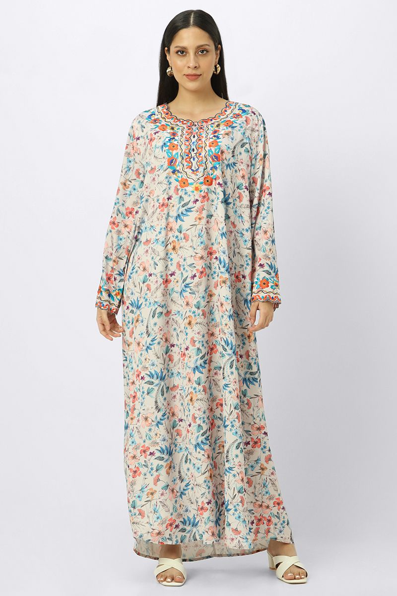 printed women mkhawer dress with embroidery