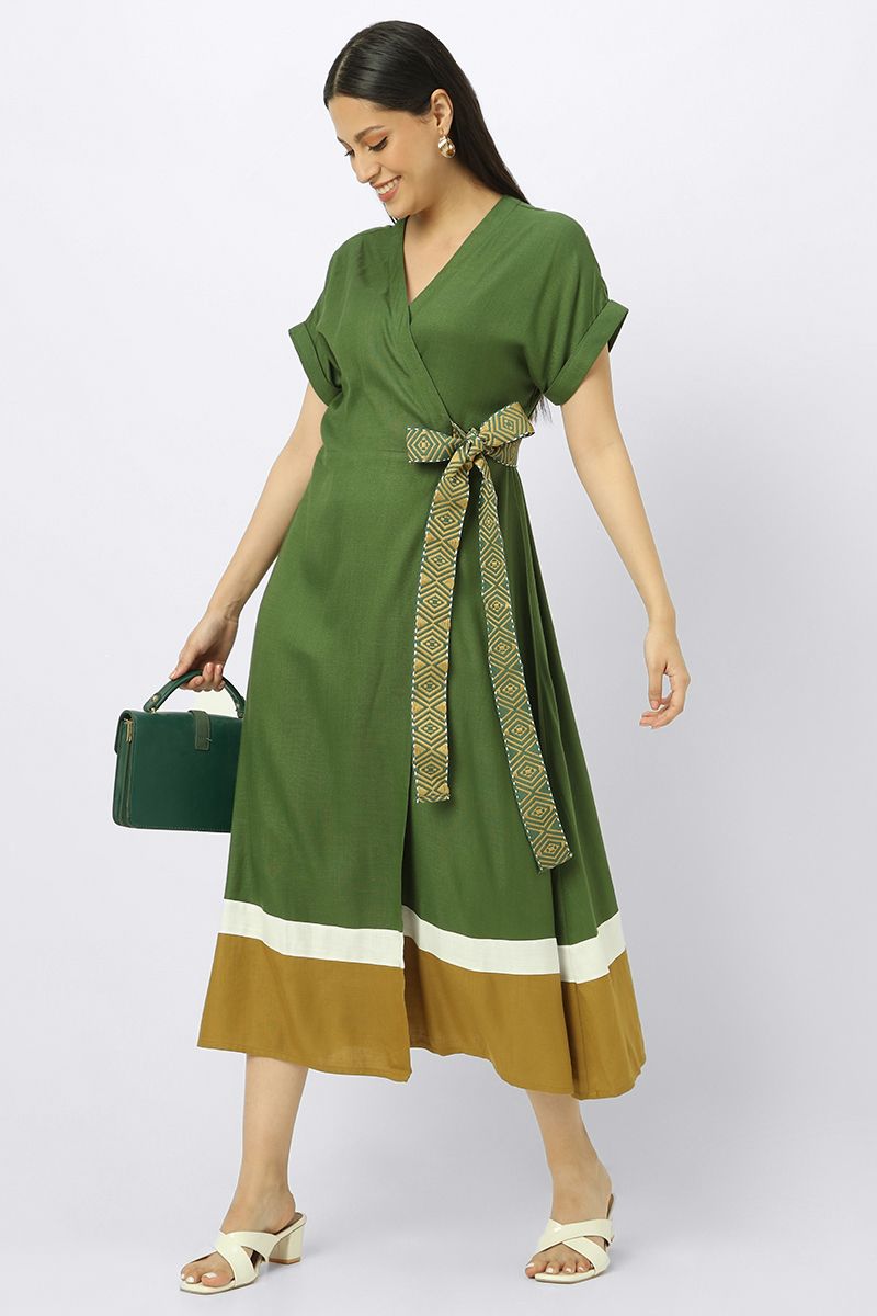 colored women wrap dress