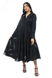 contrast pattern longline women dress