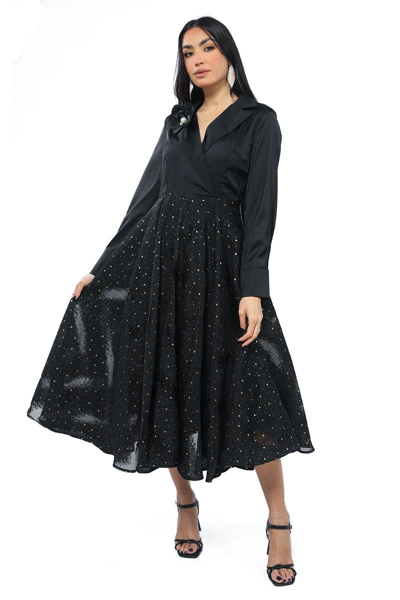 contrast pattern longline women dress