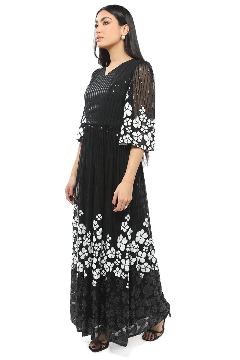 maxi women dress with contrast sequin pattern