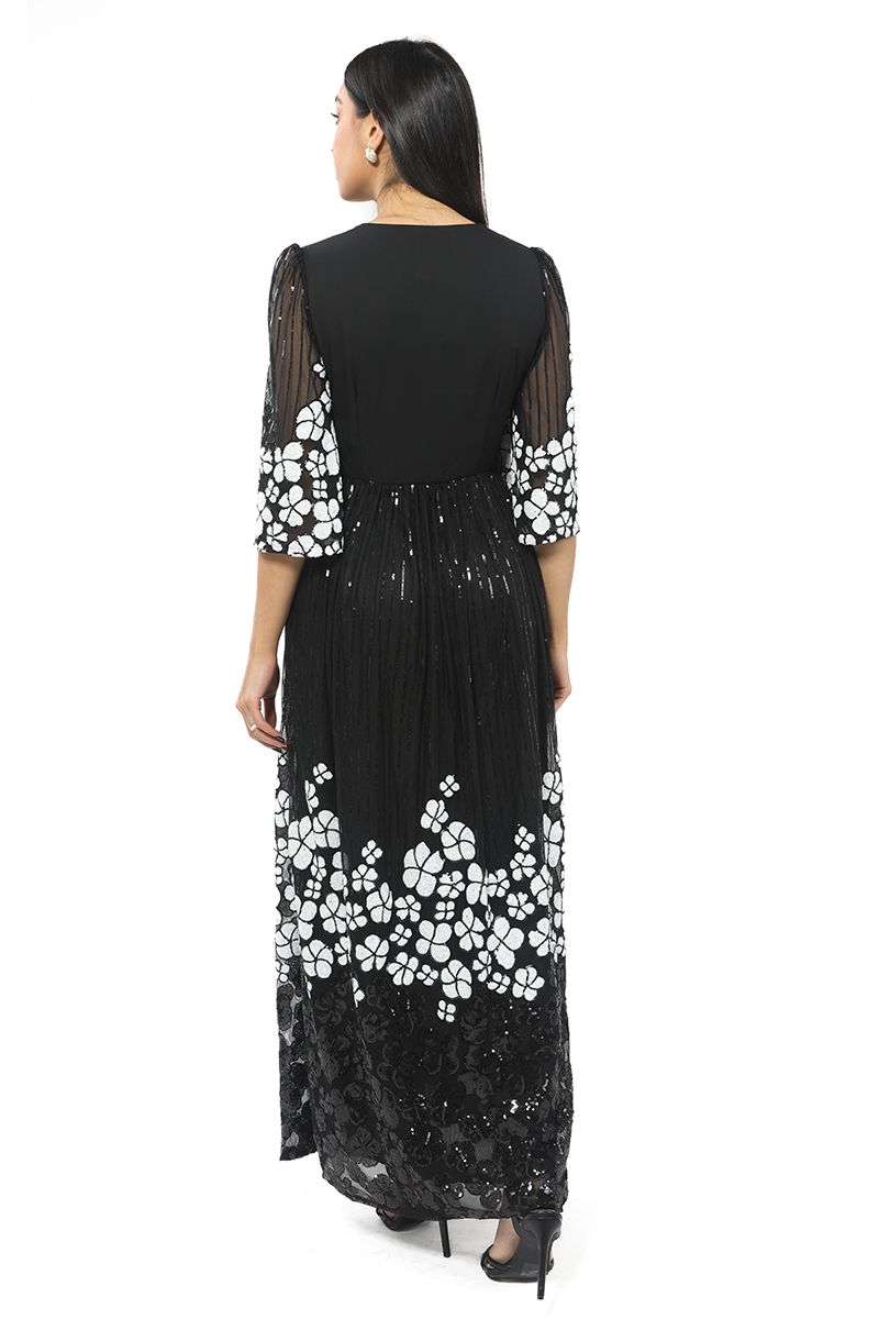 maxi women dress with contrast sequin pattern