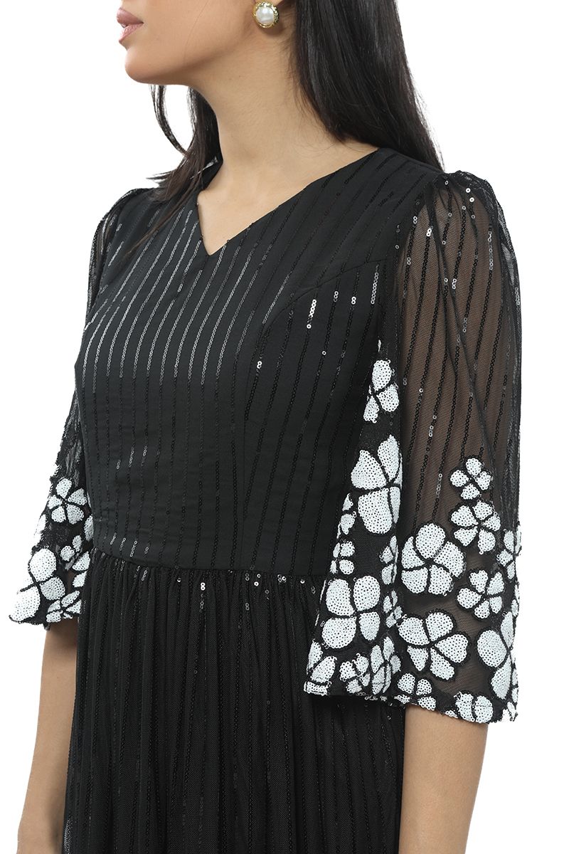 maxi women dress with contrast sequin pattern