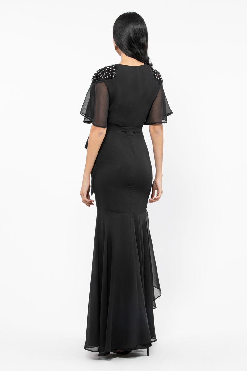 فستان نسائي مكشكش بنمط لف