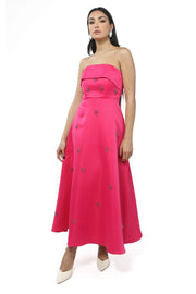 off-shoulder longline women dress with rhinestones