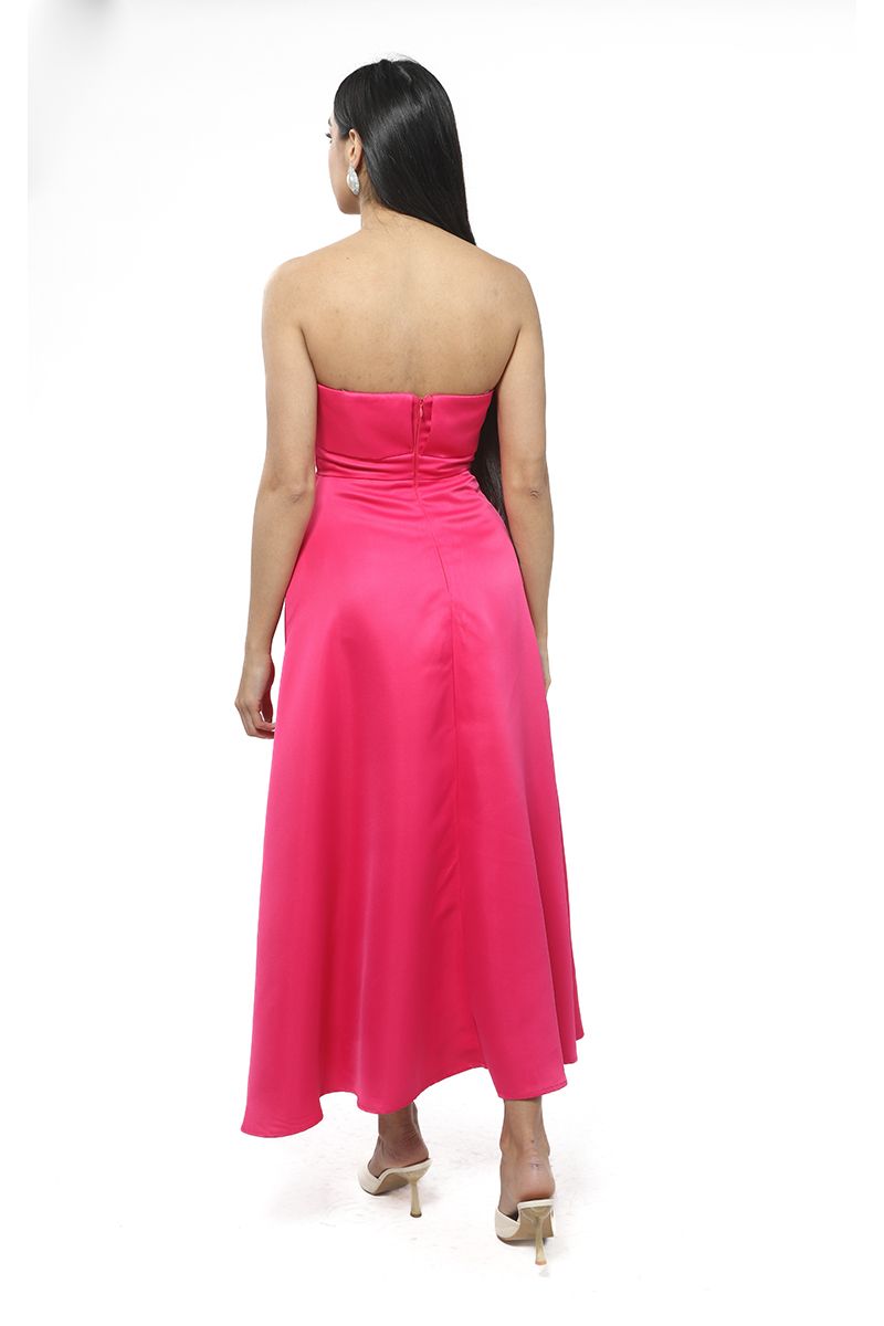 off-shoulder longline women dress with rhinestones