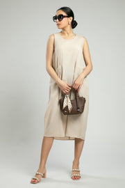 Sleeveless Midi Dress with Side Pockets