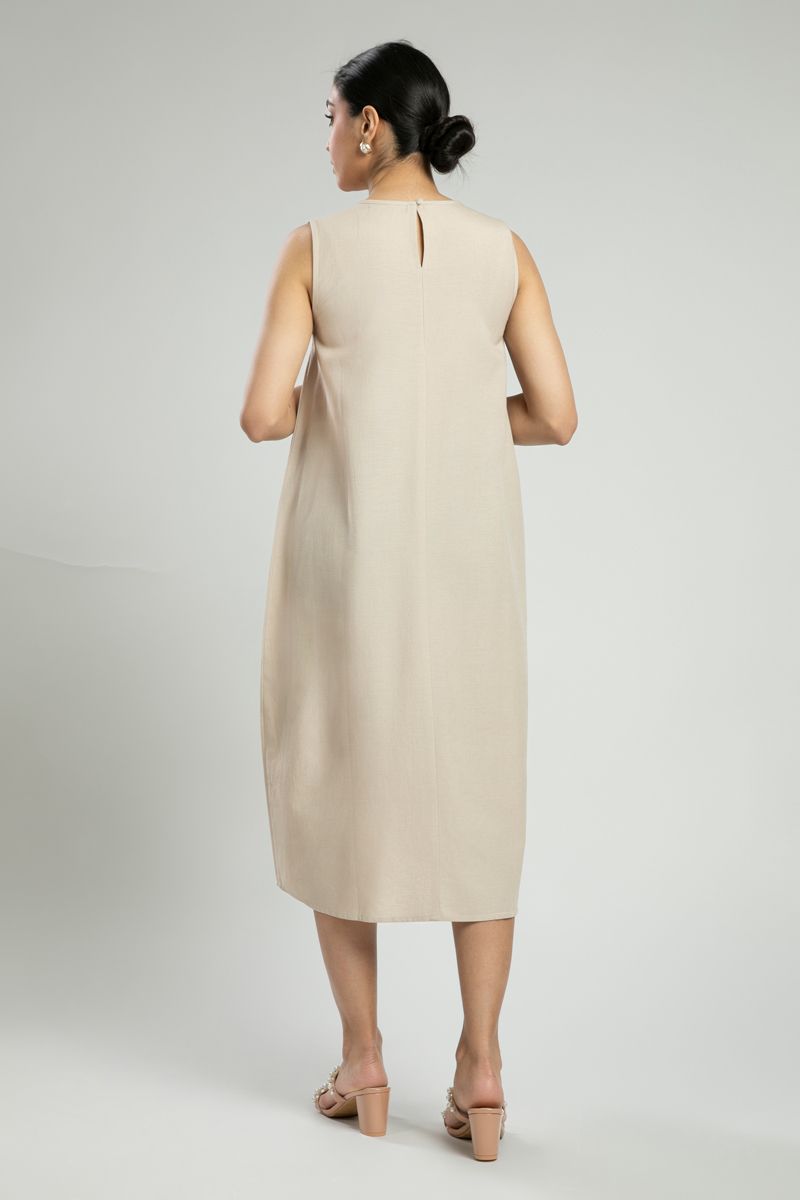 Sleeveless Midi Dress with Side Pockets