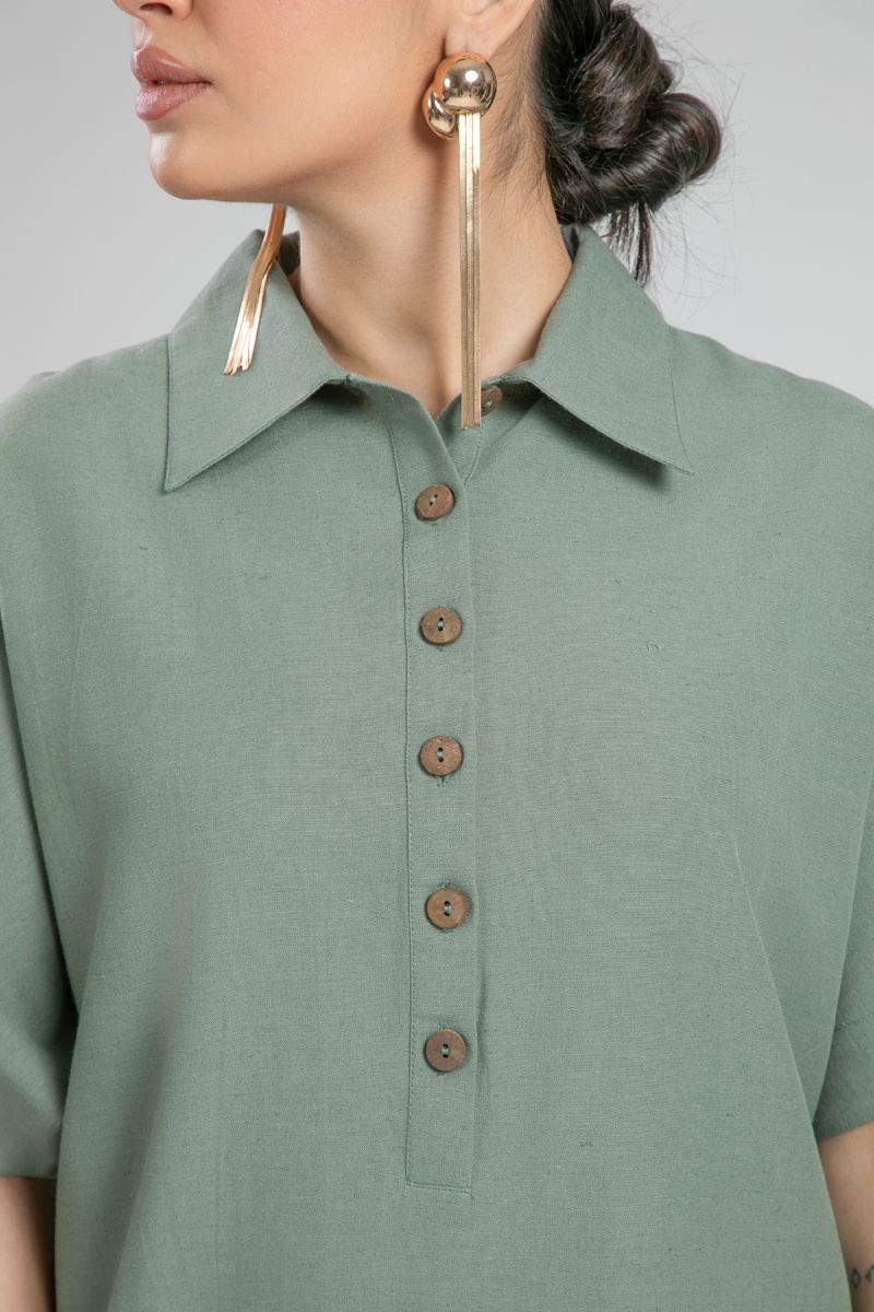 Button Front Midi Shirt Dress