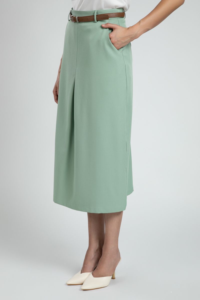 Elegant Midi Skirt with Waist Belt