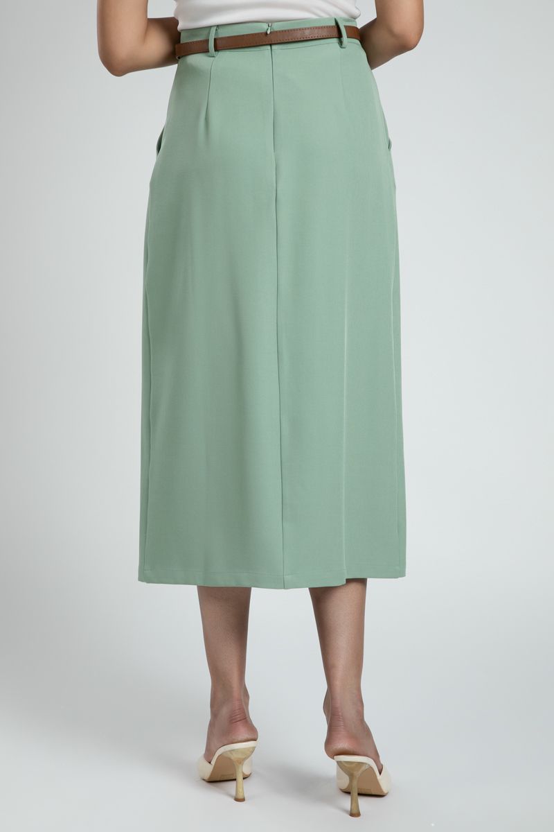 Elegant Midi Skirt with Waist Belt