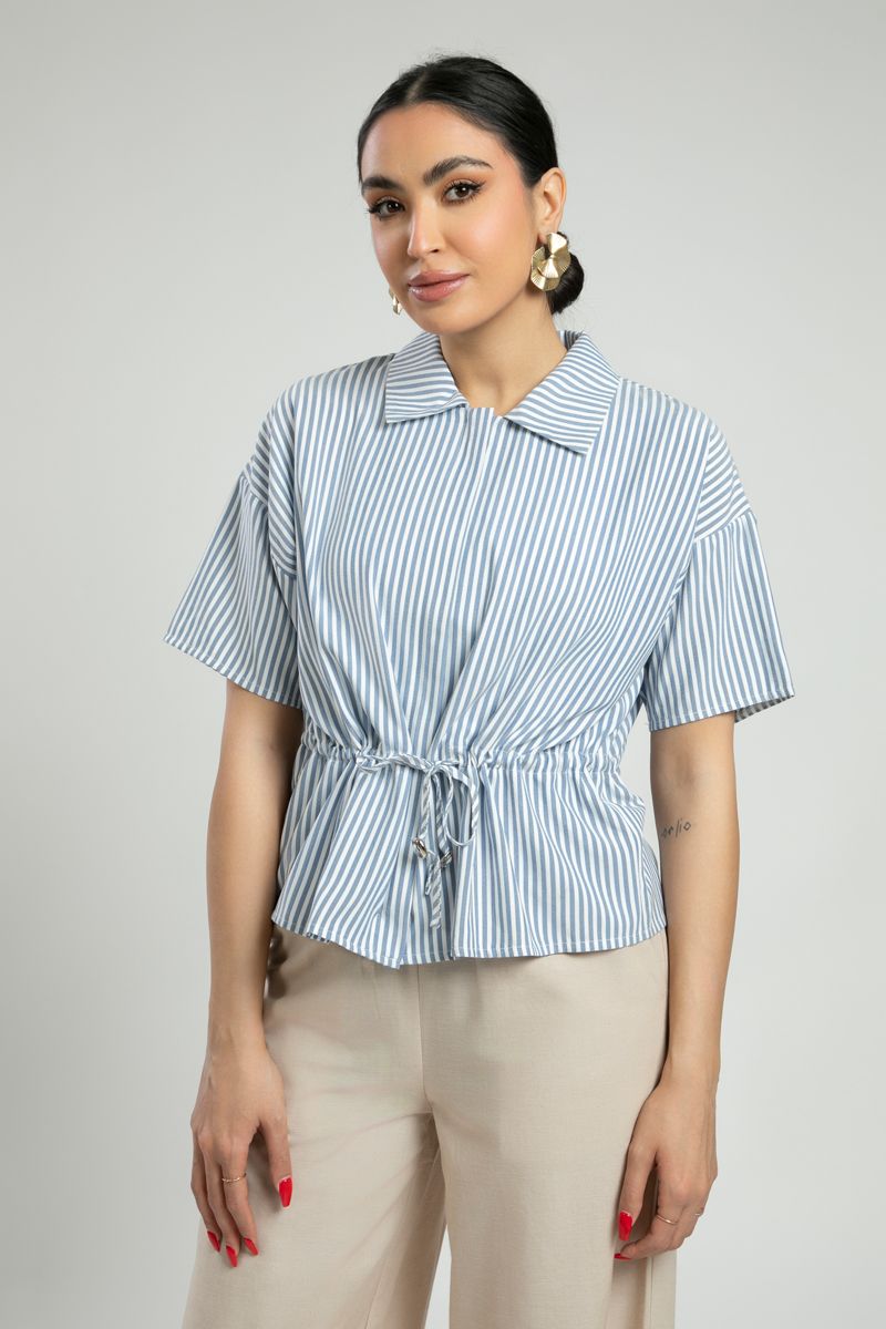 Striped top with Drawstring Waist