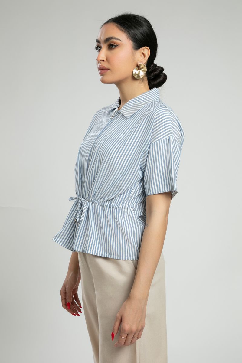 Striped top with Drawstring Waist
