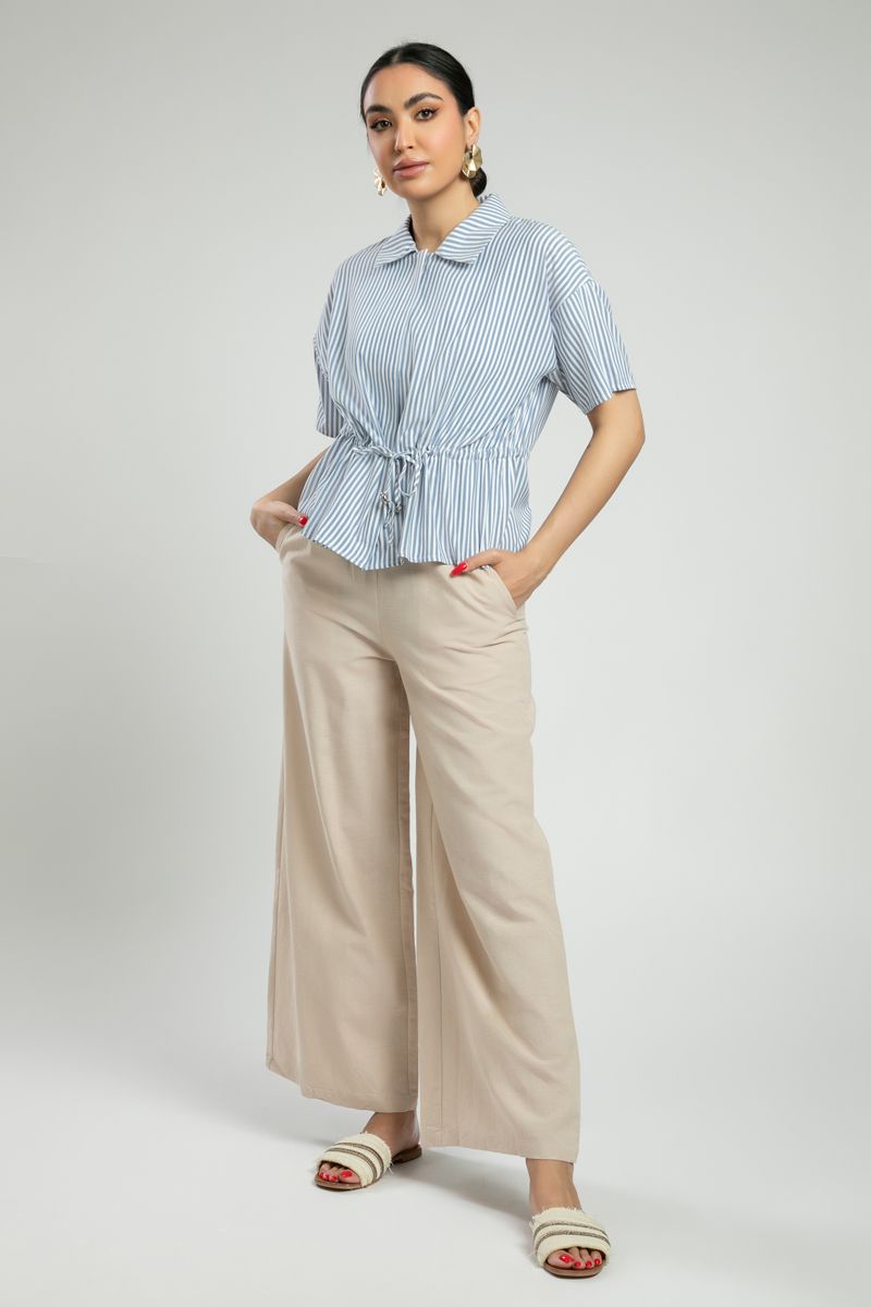 Striped top with Drawstring Waist