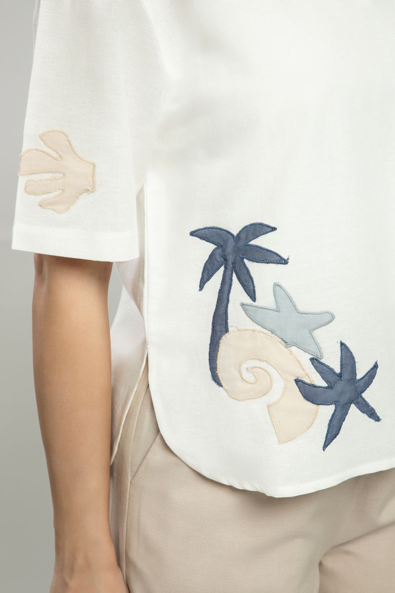 Short Sleeve Shirt with Embroidered Details