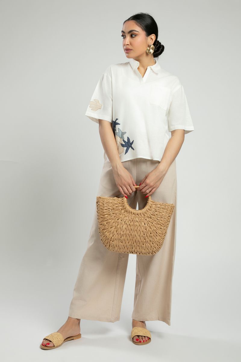 Short Sleeve Shirt with Embroidered Details