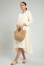 Asymmetrical Dress with Overlap Neckline