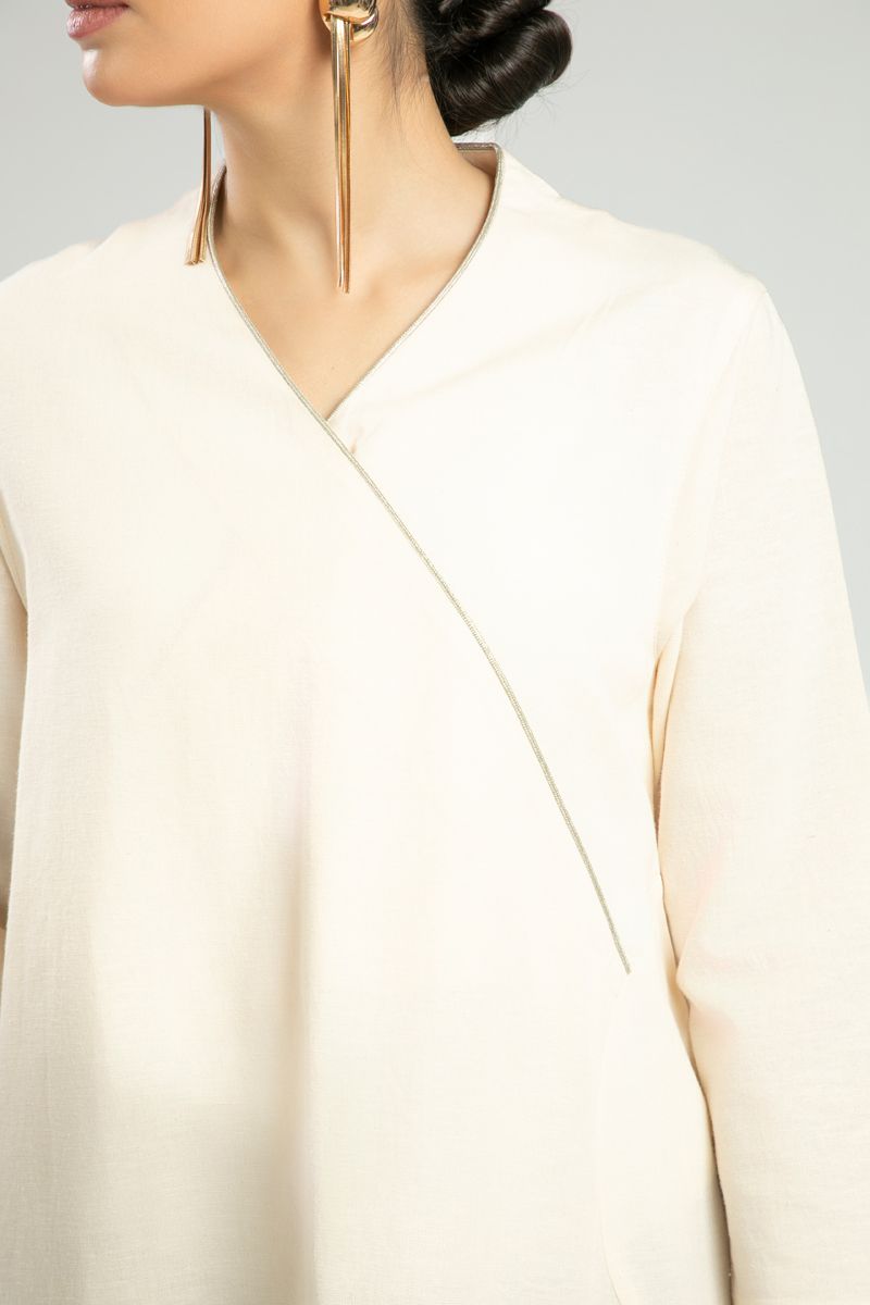 Asymmetrical Dress with Overlap Neckline