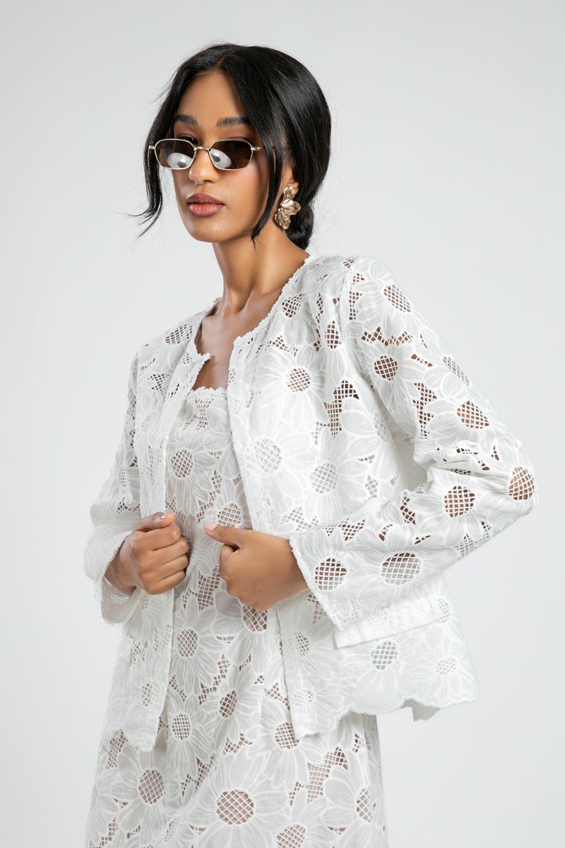 Summer Embroidered Perforated Blazer