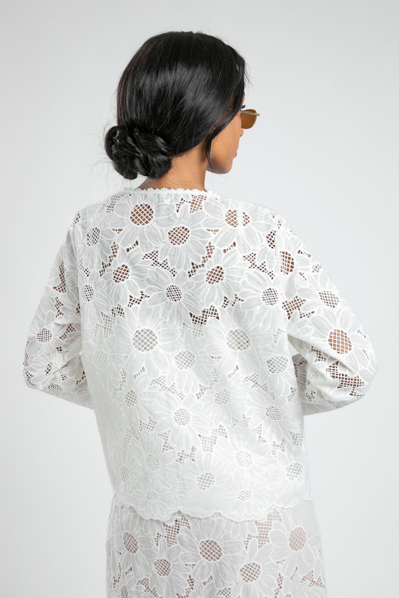 Summer Embroidered Perforated Blazer