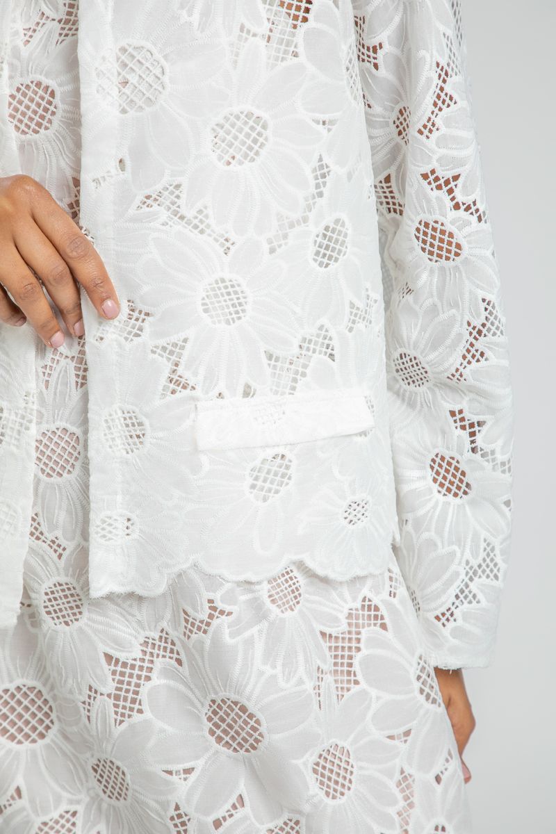 Summer Embroidered Perforated Blazer