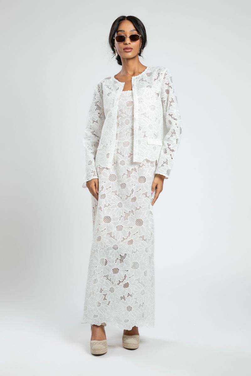 Summer Embroidered Perforated Blazer