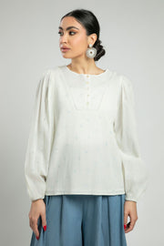 Textured Blouse with Embroidered Motifs