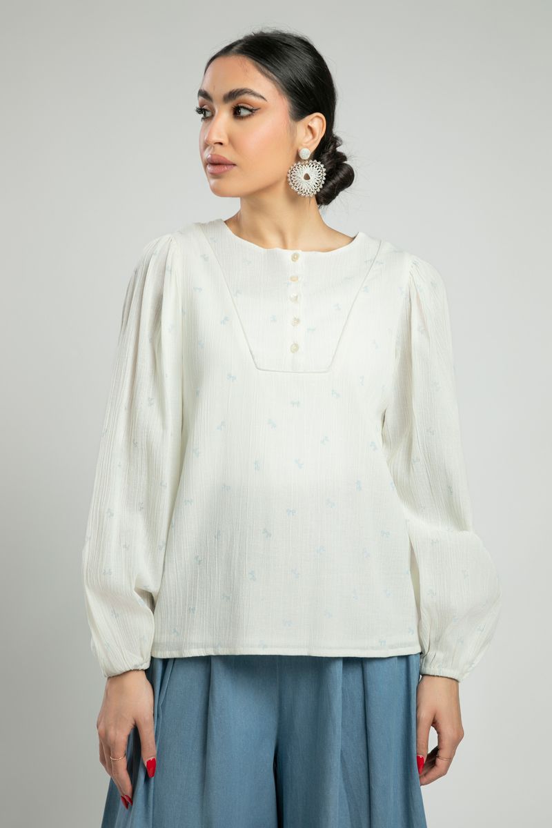 Textured Blouse with Embroidered Motifs