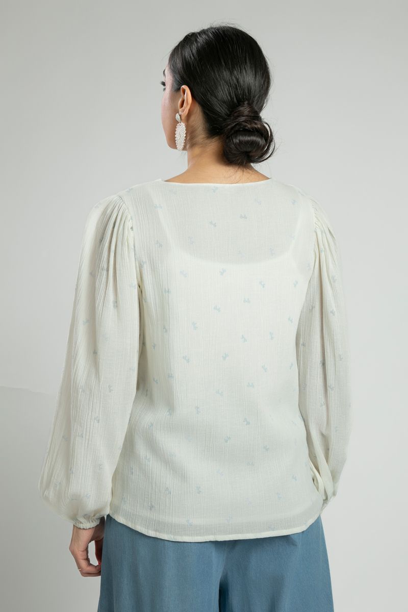 Textured Blouse with Embroidered Motifs