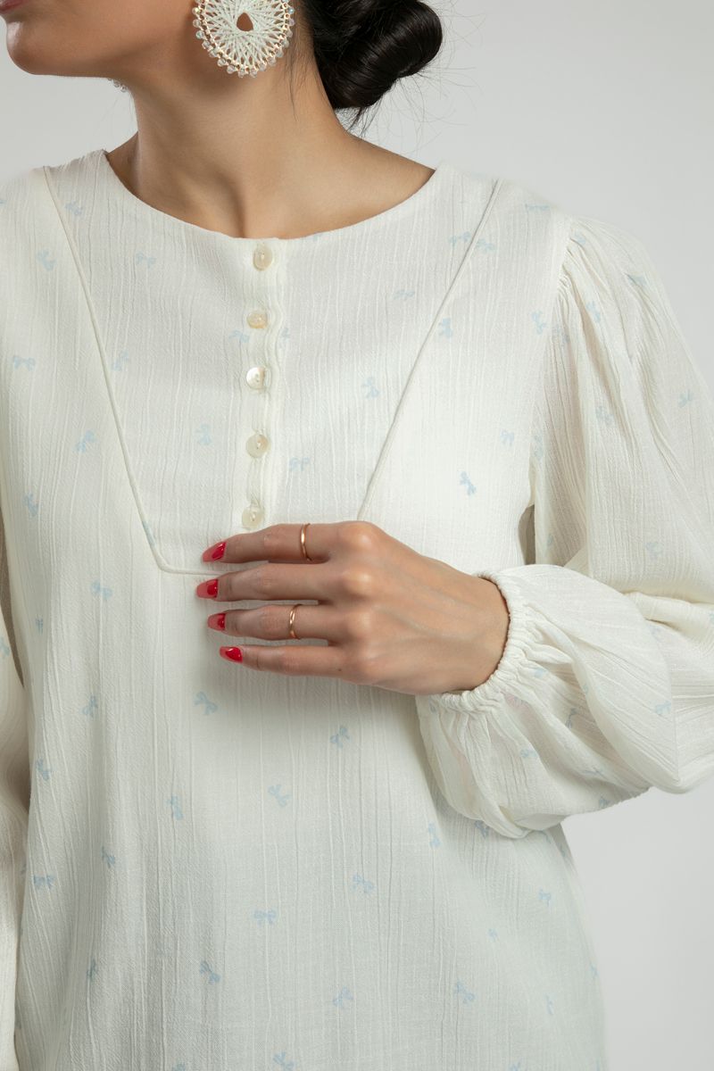 Textured Blouse with Embroidered Motifs