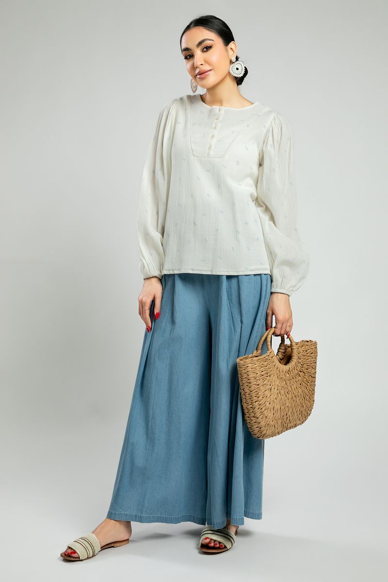 Textured Blouse with Embroidered Motifs