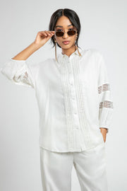 Long Sleeve Shirt with Crochet Accents