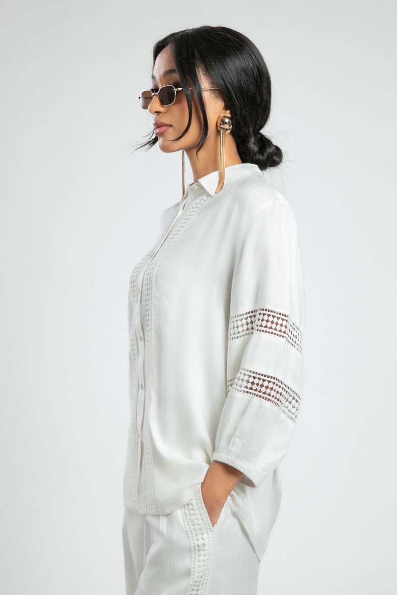 Long Sleeve Shirt with Crochet Accents
