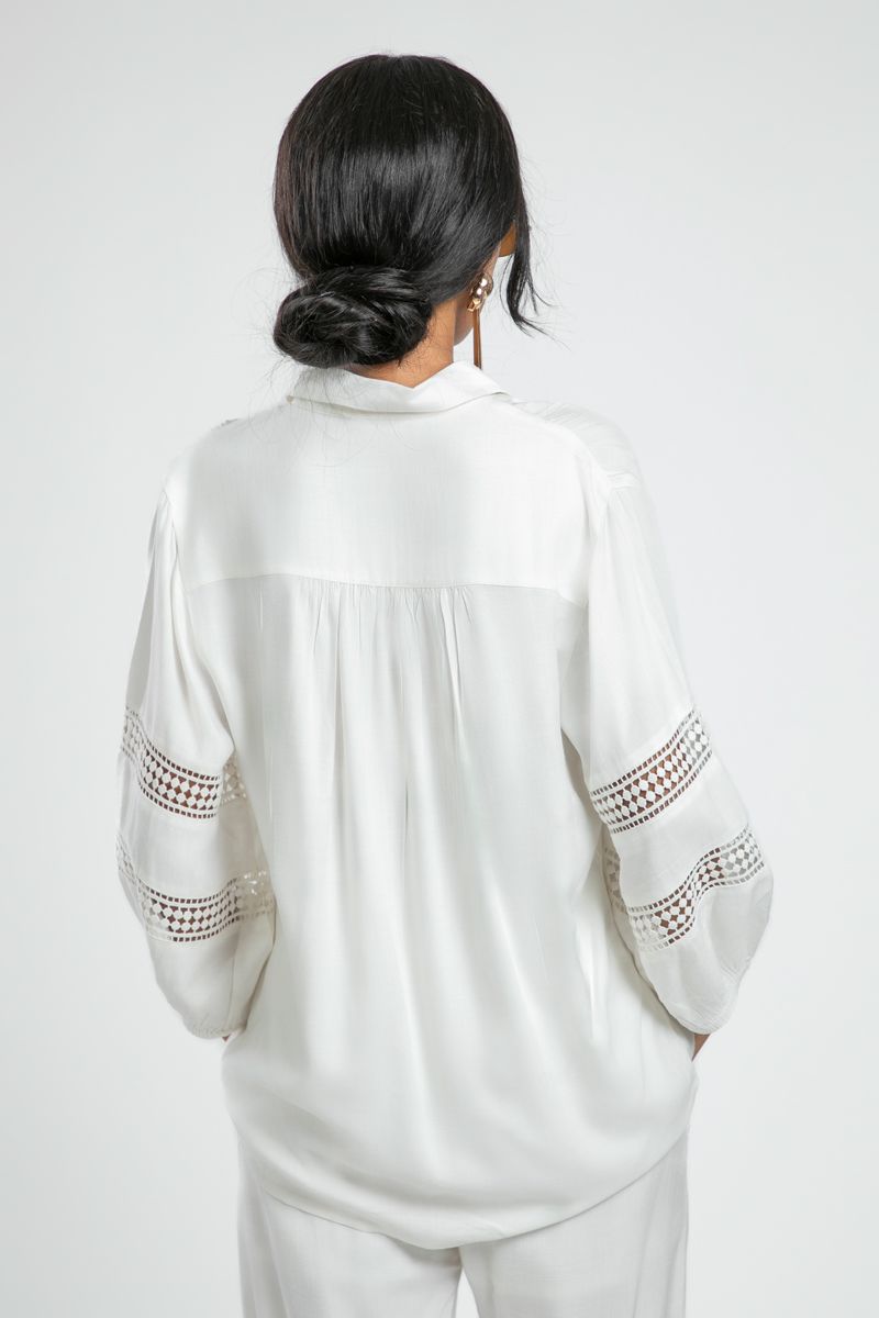 Long Sleeve Shirt with Crochet Accents
