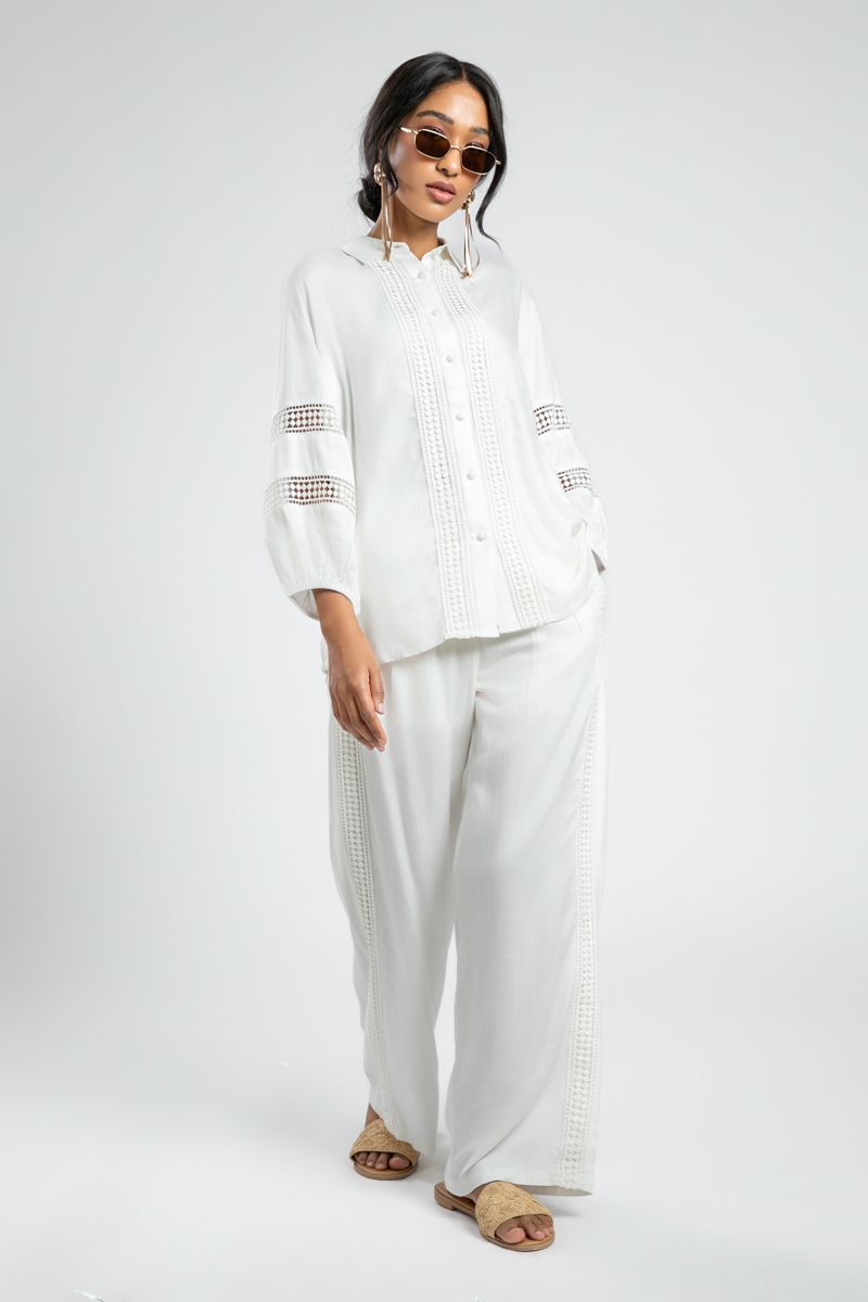 Long Sleeve Shirt with Crochet Accents