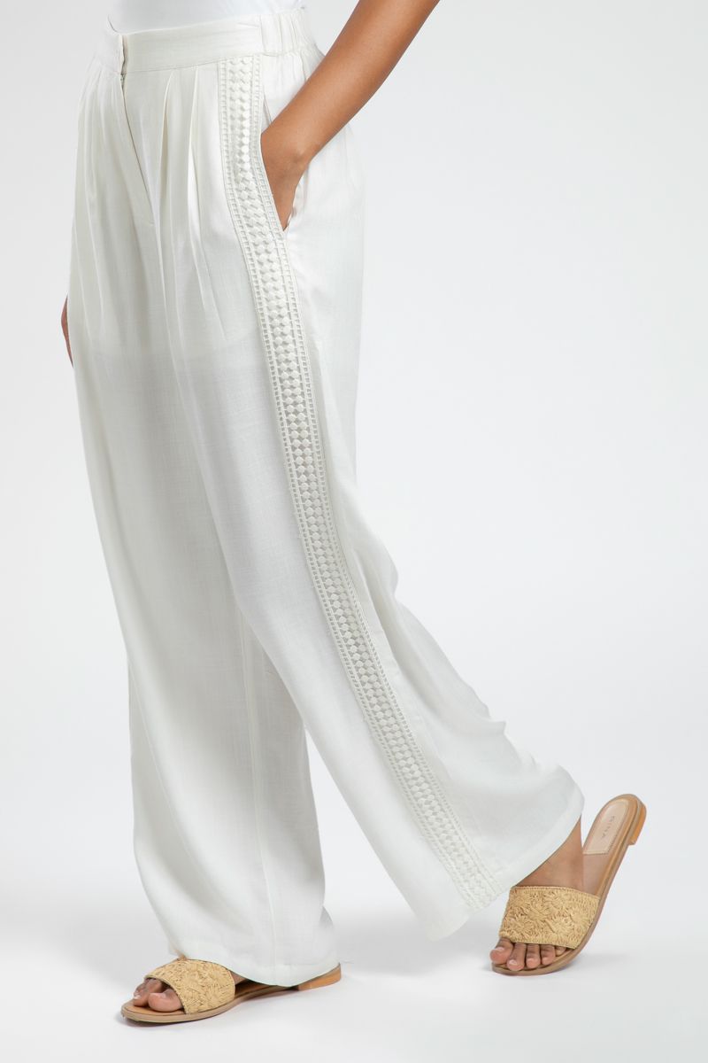 Flowy Wide Leg Pants with Crochet Detail