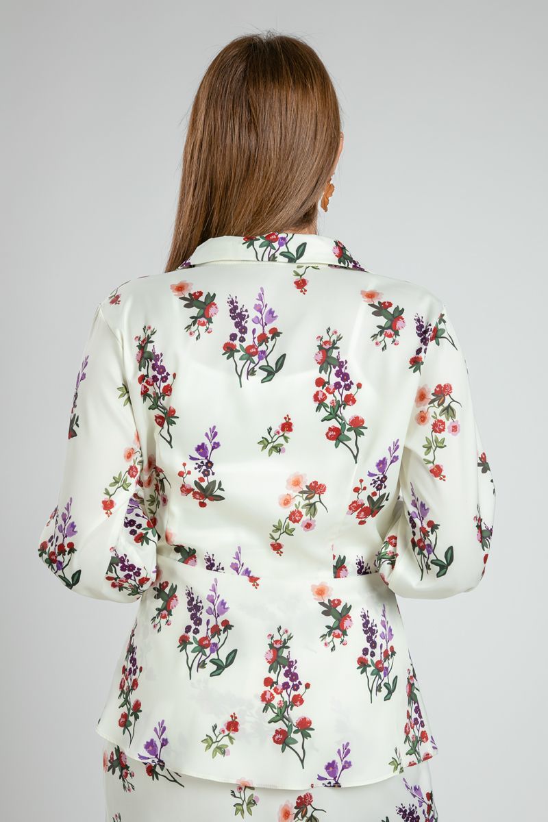 Floral Wrap Blouse with Side Tie