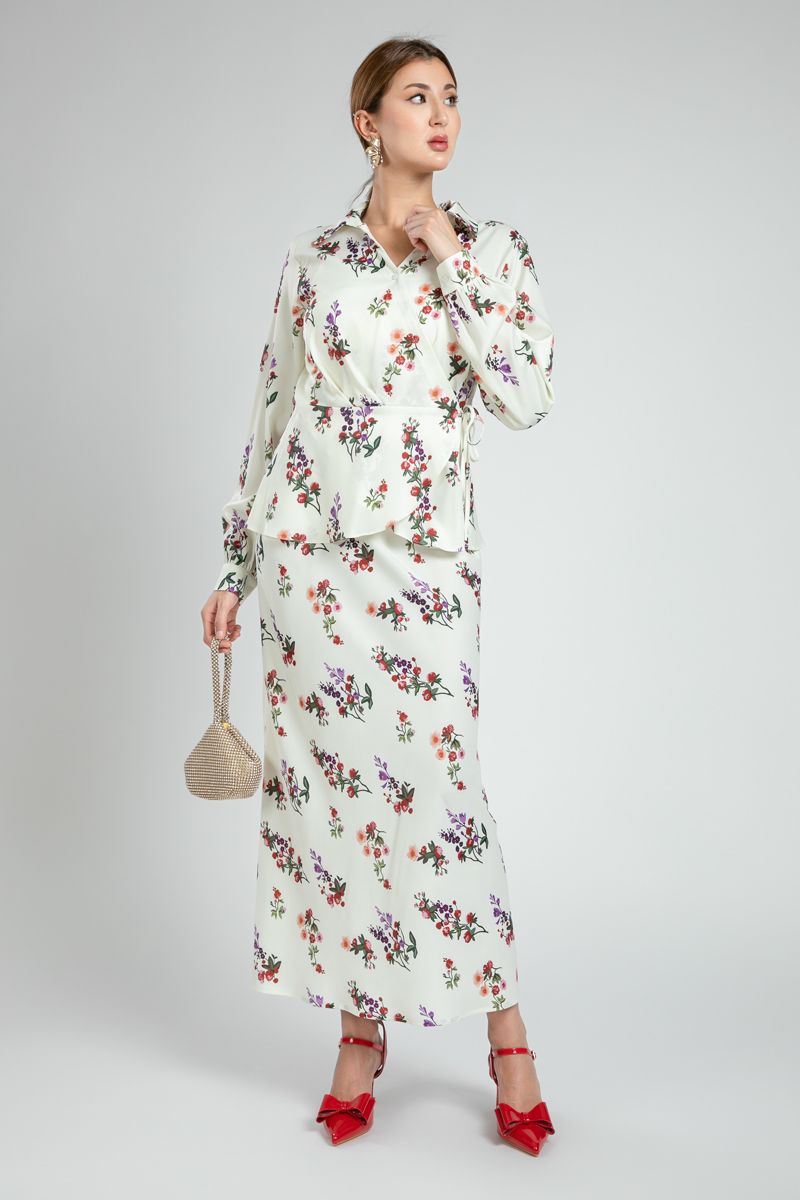 Floral Wrap Blouse with Side Tie