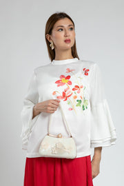 Blouse with Watercolor Floral Print