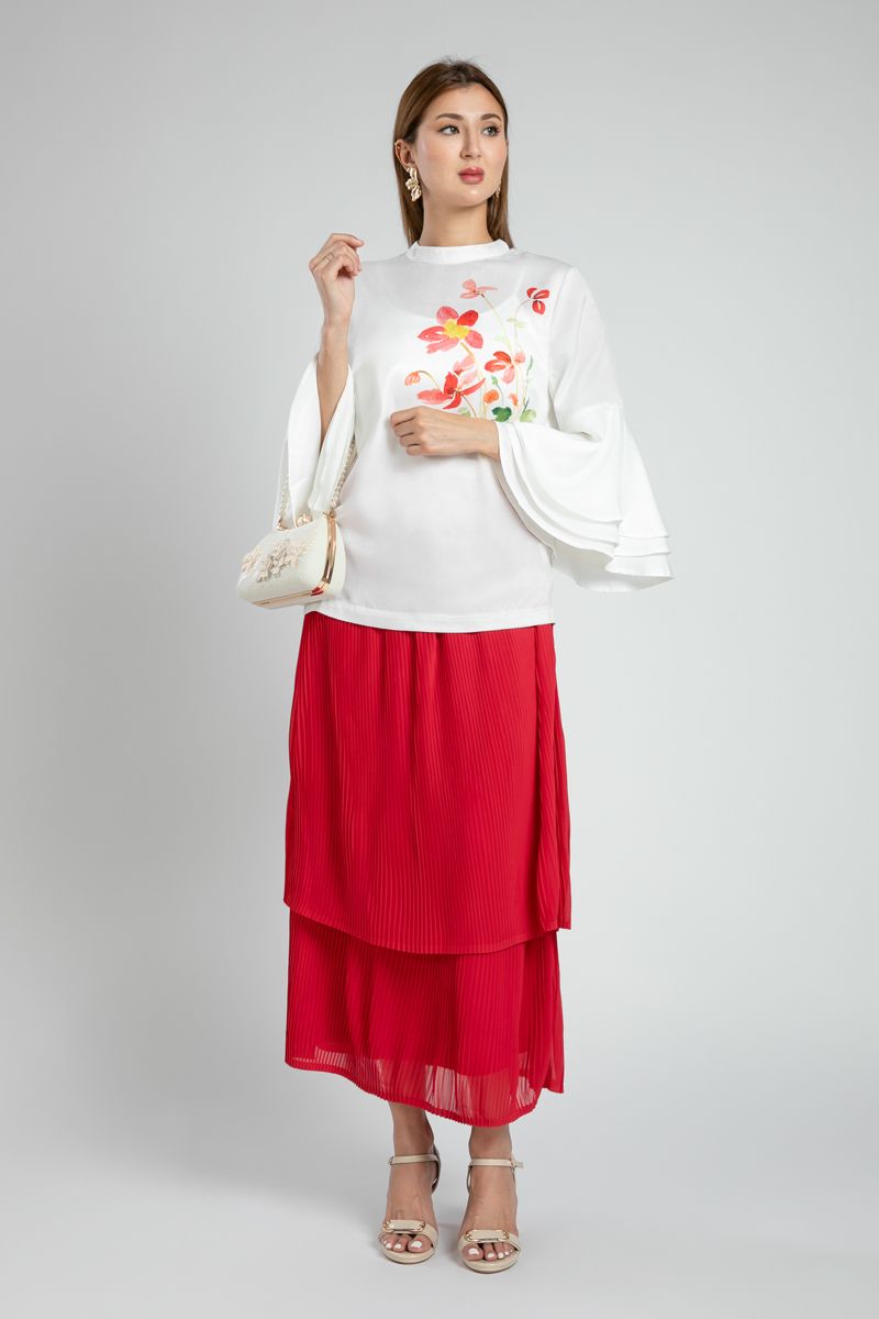 Blouse with Watercolor Floral Print