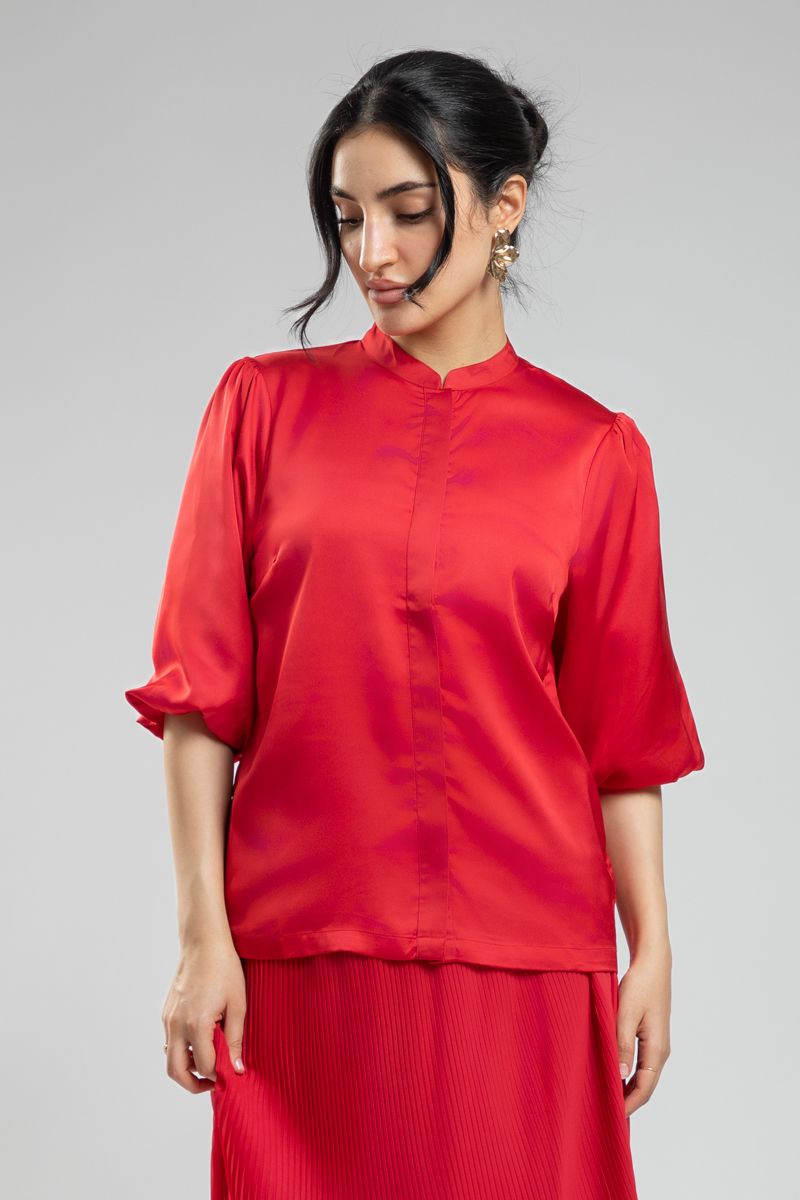 Women's Three Quarter Sleeve Satin Blouse