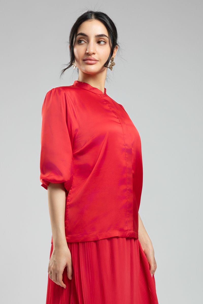 Women's Three Quarter Sleeve Satin Blouse