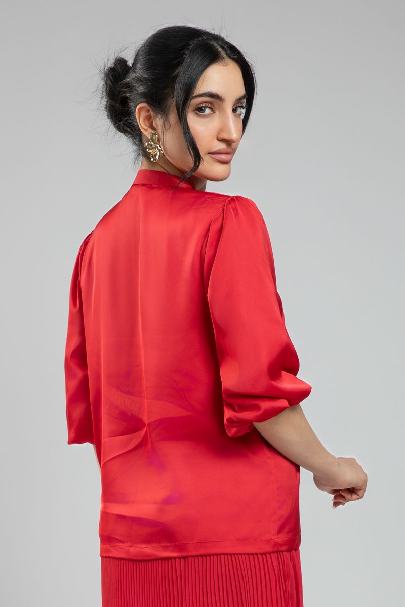 Women's Three Quarter Sleeve Satin Blouse