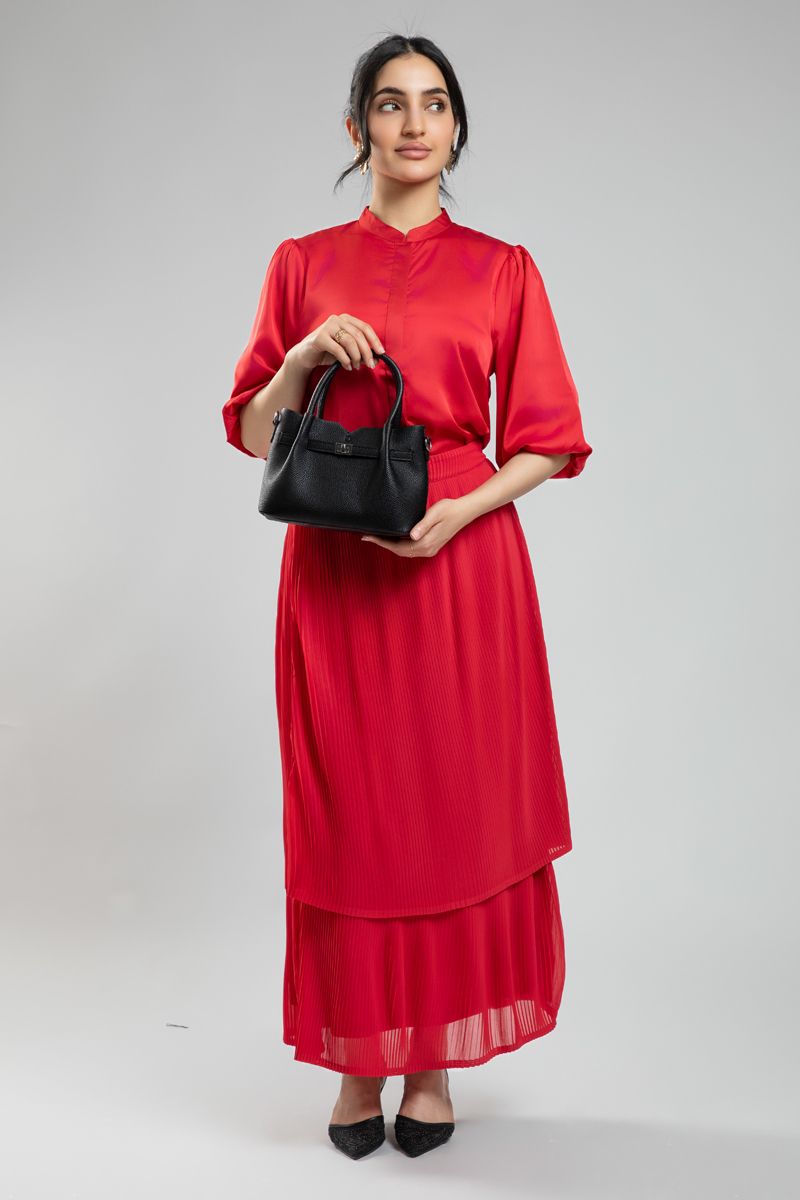 تنورة ماكسي نسائية ناعمة بتصميم متعدد الطبقات وستايل كسرات