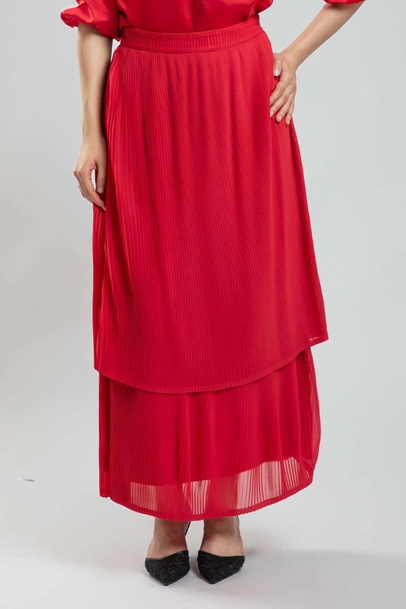 تنورة ماكسي نسائية ناعمة بتصميم متعدد الطبقات وستايل كسرات