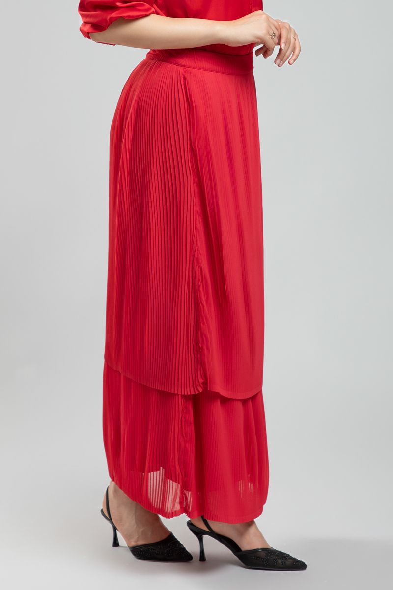 تنورة ماكسي نسائية ناعمة بتصميم متعدد الطبقات وستايل كسرات